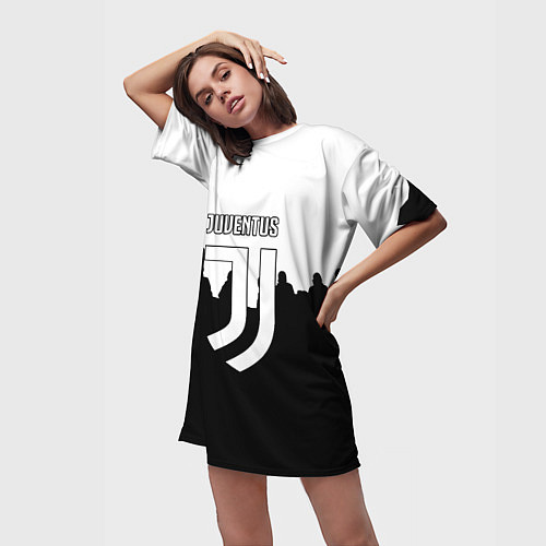 Женская длинная футболка Ювентус команды / 3D-принт – фото 3
