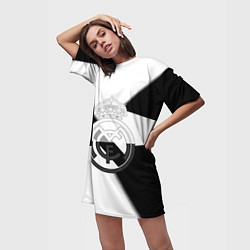 Футболка женская длинная Реал Мадрид геометрия полосы, цвет: 3D-принт — фото 2