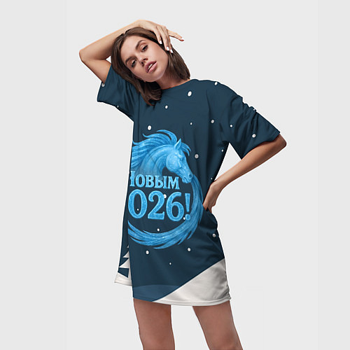 Женская длинная футболка С Новым 2026 снежная надпись / 3D-принт – фото 3