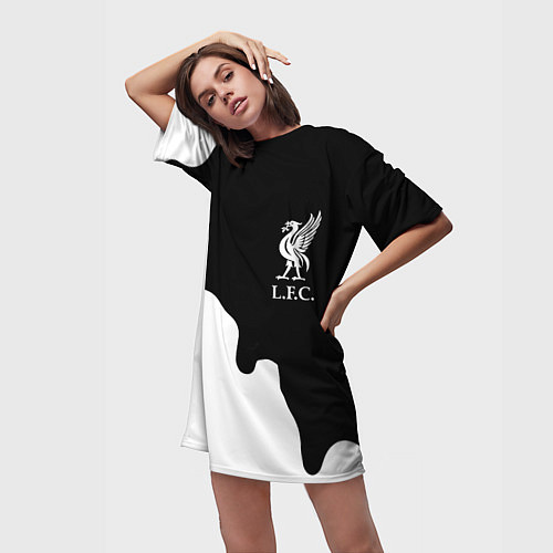 Женская длинная футболка Ливерпуль краски разводы / 3D-принт – фото 3