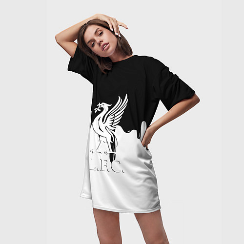 Женская длинная футболка Ливерпуль разводы красок / 3D-принт – фото 3