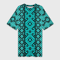 Футболка женская длинная Орнамент славянский, цвет: 3D-принт