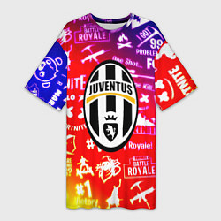 Футболка женская длинная Фортнайт ювентус градиент, цвет: 3D-принт
