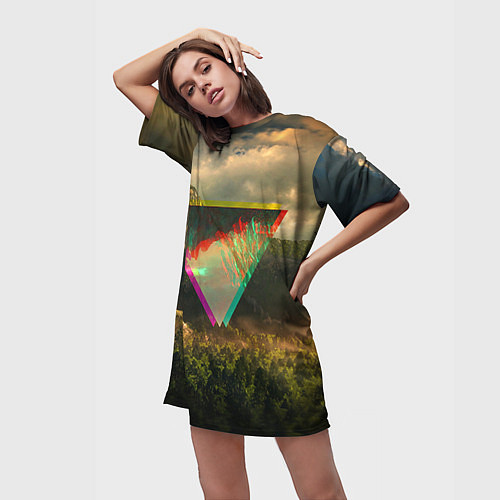 Женская длинная футболка 30 seconds to mars / 3D-принт – фото 3