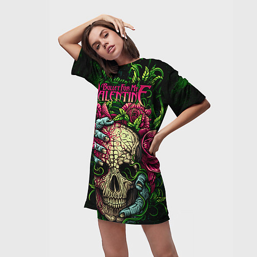 Женская длинная футболка BFMV: Roses Skull / 3D-принт – фото 3