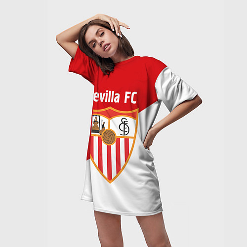 Женская длинная футболка Sevilla FC / 3D-принт – фото 3