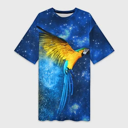 Женская длинная футболка Космический попугай
