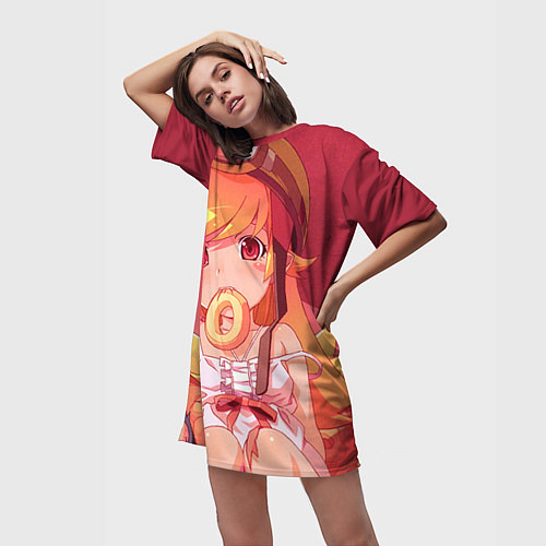 Женская длинная футболка Ошино Шинобу / 3D-принт – фото 3