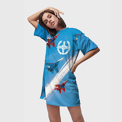 Женская длинная футболка Самолеты ВВС / 3D-принт – фото 3