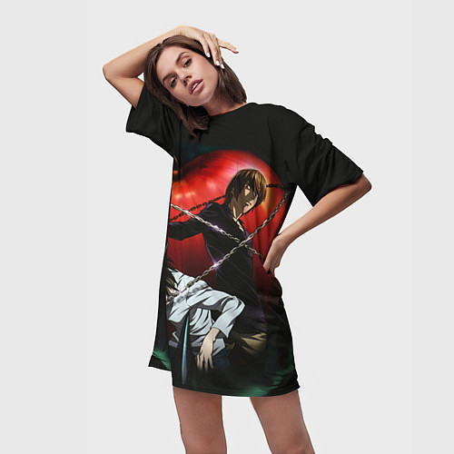 Женская длинная футболка Тетрадь смерти / 3D-принт – фото 3