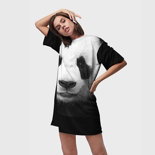 Женская длинная футболка Взгляд панды / 3D-принт – фото 3