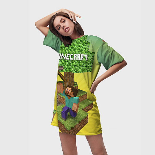 Женская длинная футболка Minecraft Tree / 3D-принт – фото 3