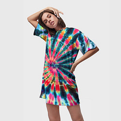 Футболка женская длинная Tie dye, цвет: 3D-принт — фото 2