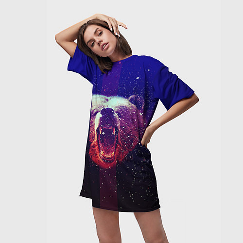 Женская длинная футболка Roar Bear / 3D-принт – фото 3
