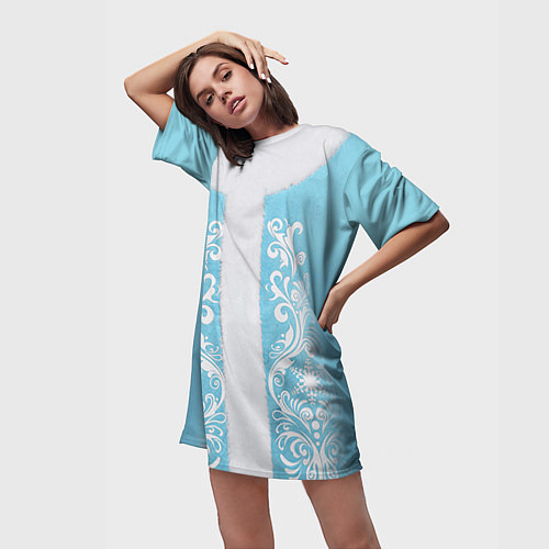 Женская длинная футболка Снегурочка / 3D-принт – фото 3