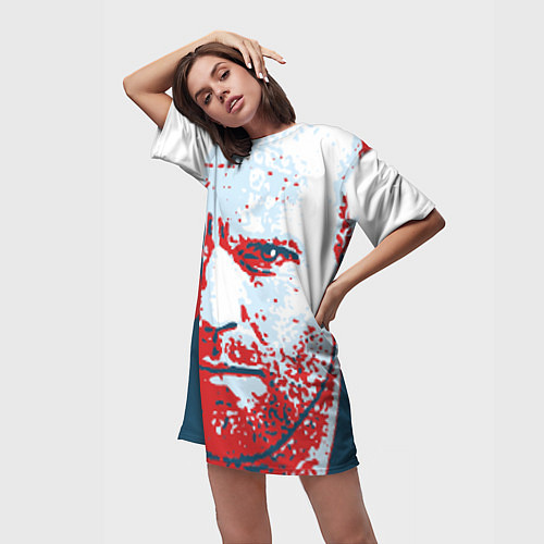 Женская длинная футболка Джейсон Стэтхэм / 3D-принт – фото 3