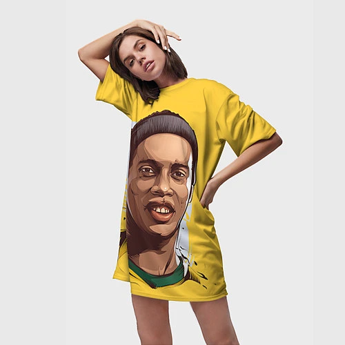 Женская длинная футболка Ronaldinho Art / 3D-принт – фото 3