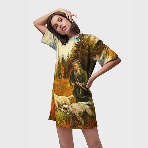 Женская длинная футболка Охота на утку / 3D-принт – фото 3