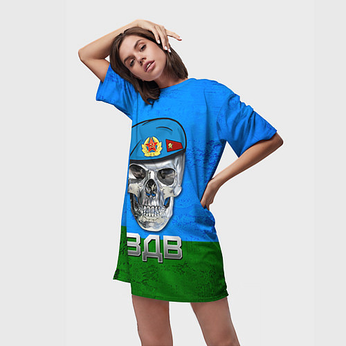 Женская длинная футболка Череп: ВДВ / 3D-принт – фото 3