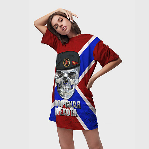 Женская длинная футболка Череп: Морская пехота / 3D-принт – фото 3