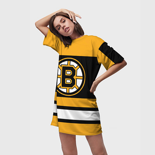 Женская длинная футболка Boston Bruins / 3D-принт – фото 3
