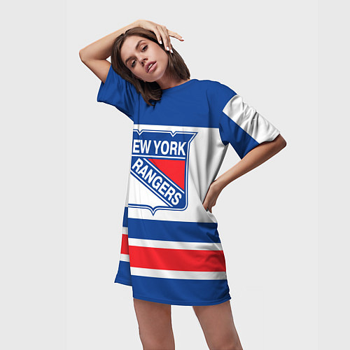 Женская длинная футболка New York Rangers / 3D-принт – фото 3
