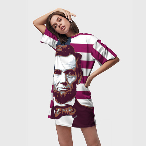 Женская длинная футболка Авраам Линкольн / 3D-принт – фото 3