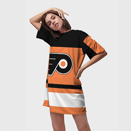 Женская длинная футболка Philadelphia Flyers / 3D-принт – фото 3