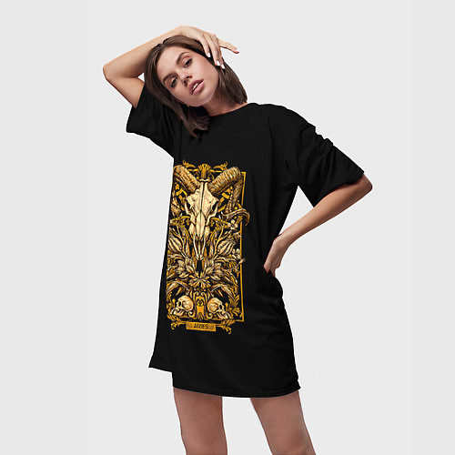 Женская длинная футболка Овен / 3D-принт – фото 3