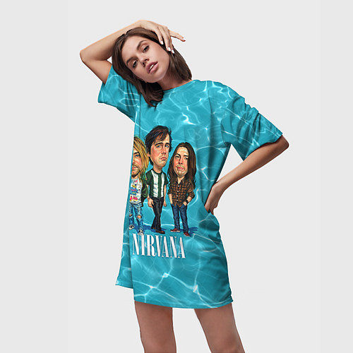 Женская длинная футболка Nirvana: Water / 3D-принт – фото 3