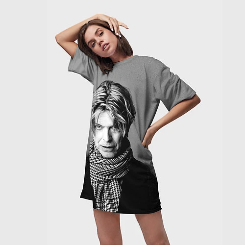 Женская длинная футболка Дэвид Боуи / 3D-принт – фото 3