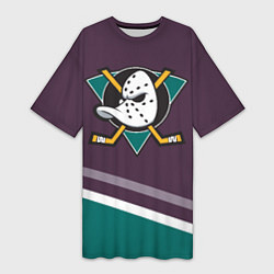 Футболка женская длинная Anaheim Ducks Selanne, цвет: 3D-принт