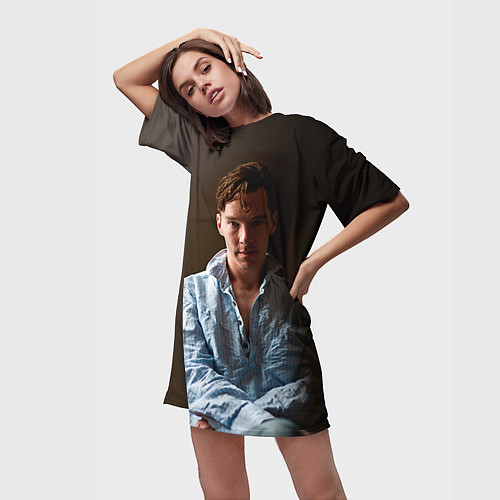 Женская длинная футболка Бенедикт Камбербэтч / 3D-принт – фото 3