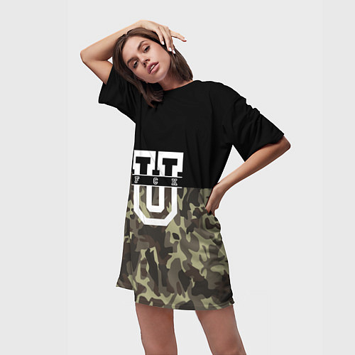 Женская длинная футболка FCK U: Camo / 3D-принт – фото 3