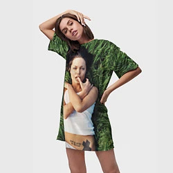 Футболка женская длинная Анджелина Джоли, цвет: 3D-принт — фото 2