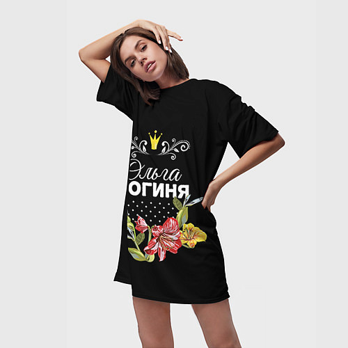 Женская длинная футболка Богиня Ольга / 3D-принт – фото 3