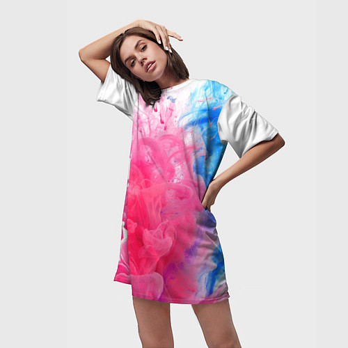Женская длинная футболка Взрыв красок / 3D-принт – фото 3
