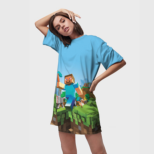 Женская длинная футболка Minecraft Summer / 3D-принт – фото 3