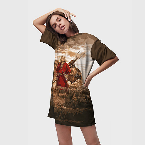 Женская длинная футболка Русь священная / 3D-принт – фото 3