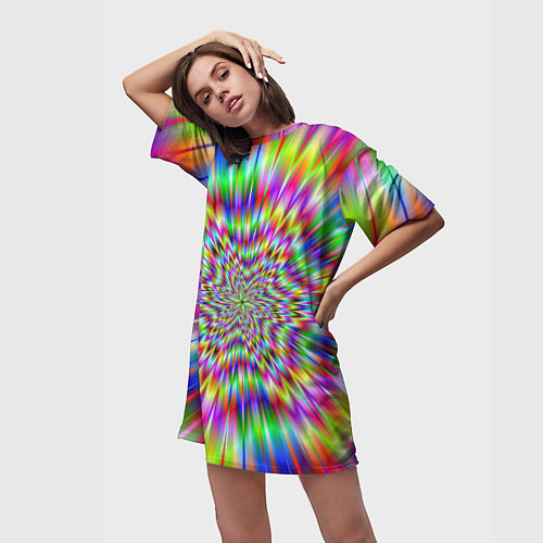 Женская длинная футболка Спектральная иллюзия / 3D-принт – фото 3