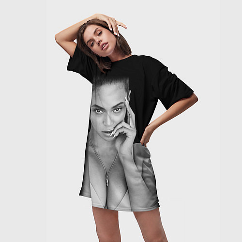 Женская длинная футболка Beyonce Eyes / 3D-принт – фото 3