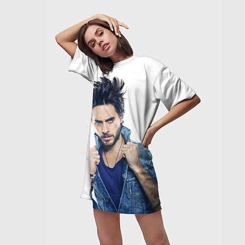 Женская длинная футболка Джаред Лето / 3D-принт – фото 3