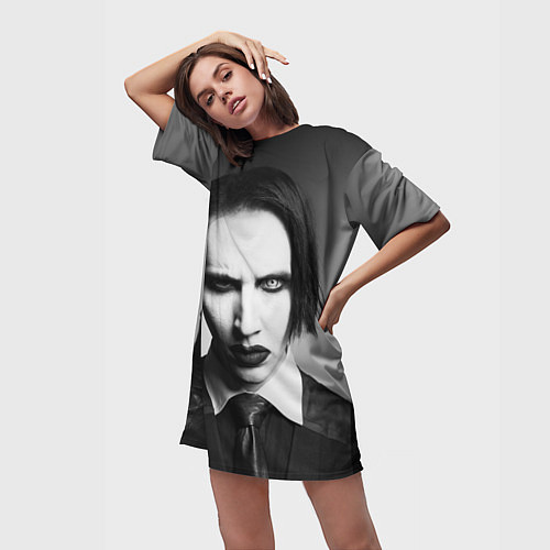 Женская длинная футболка Мэрилин Мэнсон / 3D-принт – фото 3