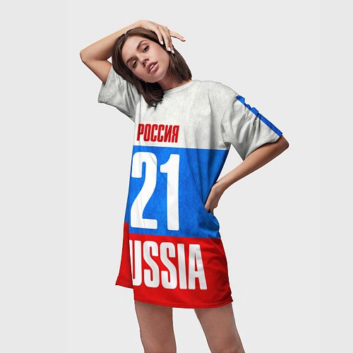 Женская длинная футболка Russia: from 21 / 3D-принт – фото 3