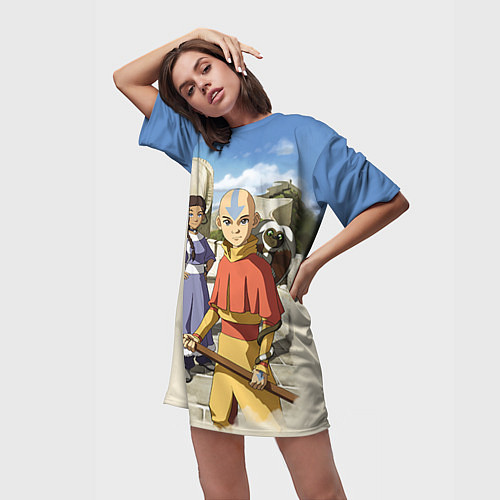 Женская длинная футболка Легенда об Аанге / 3D-принт – фото 3