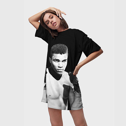 Женская длинная футболка Muhammad Ali / 3D-принт – фото 3
