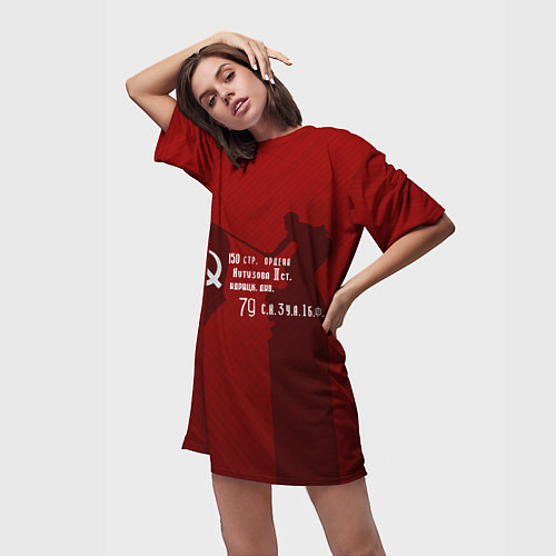 Женская длинная футболка Знамя победы / 3D-принт – фото 3