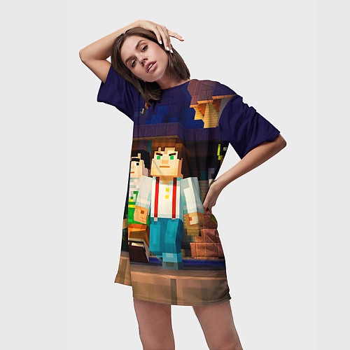 Женская длинная футболка Minecraft Men's / 3D-принт – фото 3