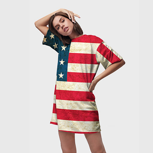 Женская длинная футболка США / 3D-принт – фото 3
