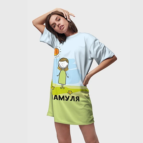Женская длинная футболка Мамуля / 3D-принт – фото 3